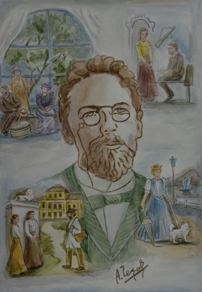 В Донецкой библиотеке имени Крупской открылась выставка детских рисунков «Чеховский мир»